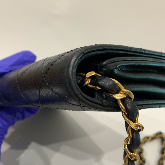 Chanel Black Leather Gold Chain Flap Bag Sku#001 (Gently used, fair condition) - Picture 8 of 11